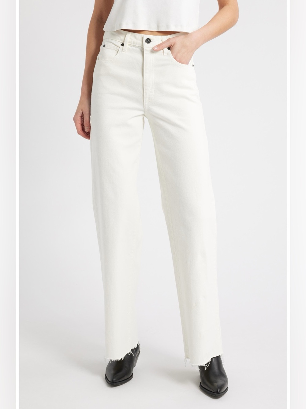 SLVRLAKE Grace High Waist Wide Leg Jeans White 29